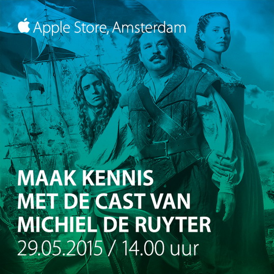 Meet de cast van Michiel de Ruyter in de iTunes store in Amsterdam op 29 mei