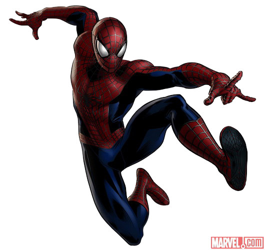 Spider-Man slingert zich tussen de Avengers.