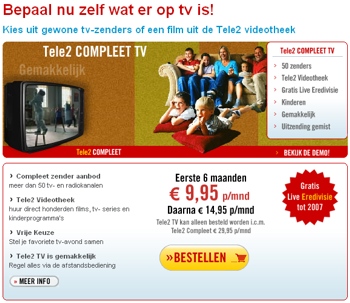Tele2 start met aanbieden IP televisie