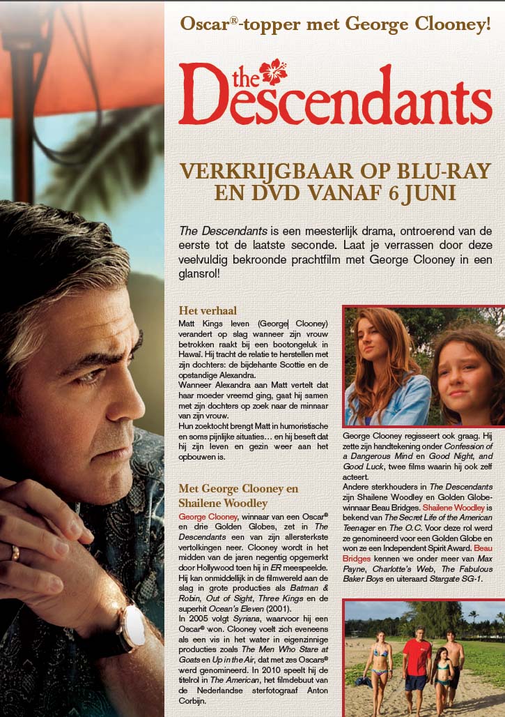 The Descendants op DVD en BD vanaf 6 juni
