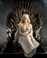 'Game of Thrones'-actrice Emilia Clarke op de IJzeren troon.